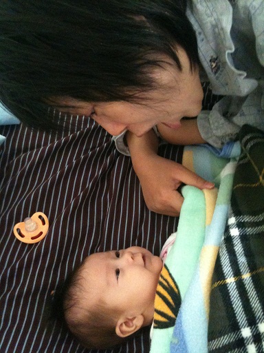 Momma bird feeding her young